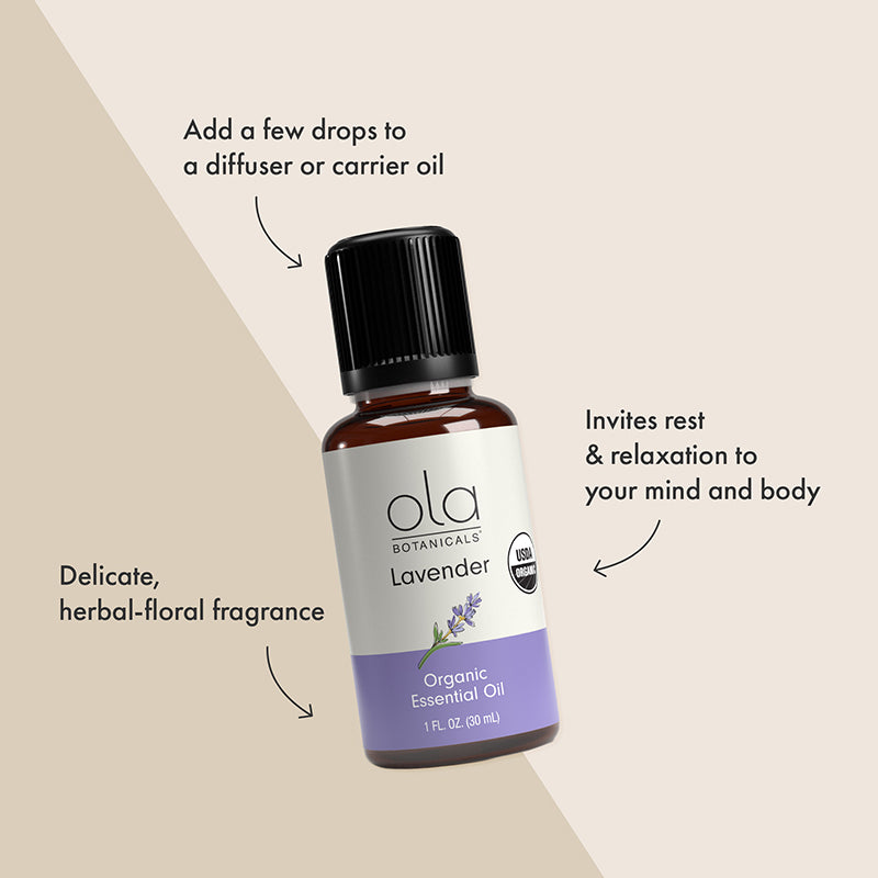 Ola Botanicals Organic Lavender Essential Oil - Embrace Tranquility with Ola Botanicals® Organic Lavender Essential Oil: Nature's Calm for Mind and Body.