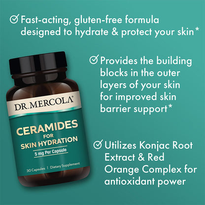 Dr. Mercola's Ceramides for Skin Hydration, promoting radiant skin, available at BiosenseClinic.com